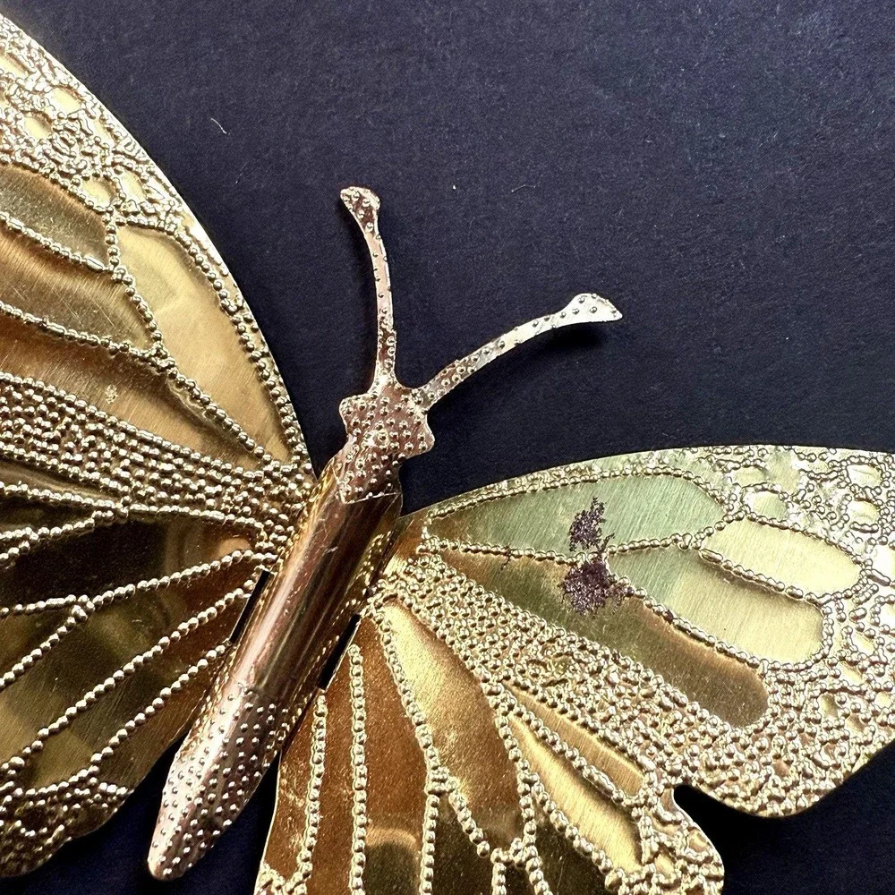 Vintage Mid Century Modern Butterfly Home Interior Metal Wall Decor Art Gold MCM